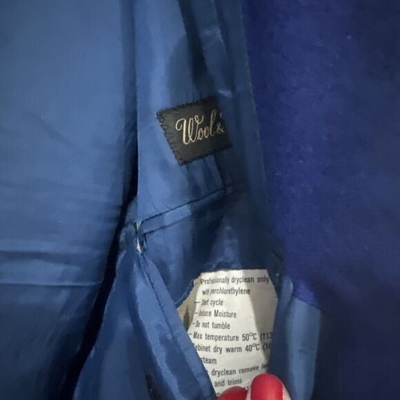 Versace Classic V2 Blue Cashmere Wool One Button Blazer Women’s Sz 50R Vintage - Picture 8 of 10